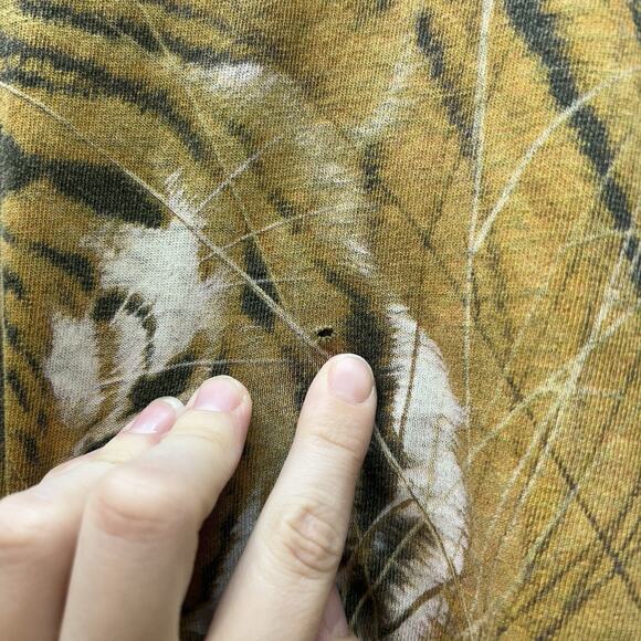 Vintage Tiger The Mountain Green Tie Dye Nature T-Shirt 1999 XXL Animal Distress - Picture 2 of 7